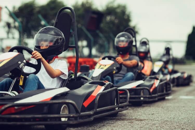 A family of racers on the starting grid.