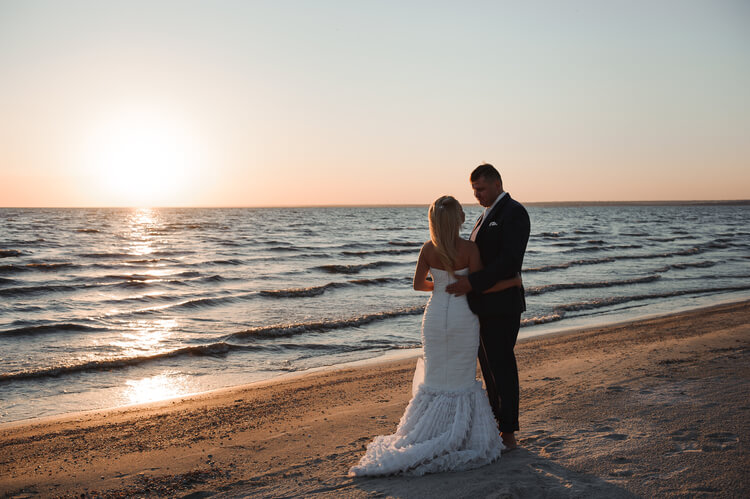 Newlyweds on the beach